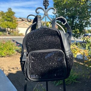 BLACK SEQUIN MINI BACKPACK